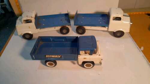 3 X BLUE AND WHITE TRIANG TRUCKS