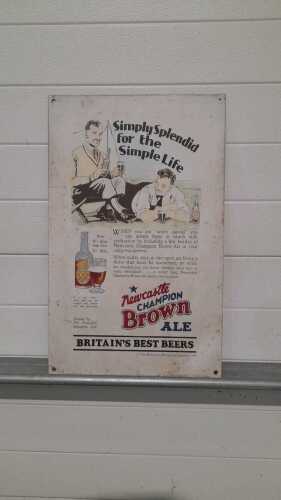 NEWCASTLE BROWN ALE TIN PLATE SIGN.