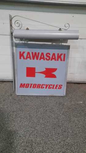 KAWASAKI DOUBLE SIDED RED AND GREY SIGN