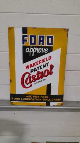 FORD CASTROL ENAMEL SIGN