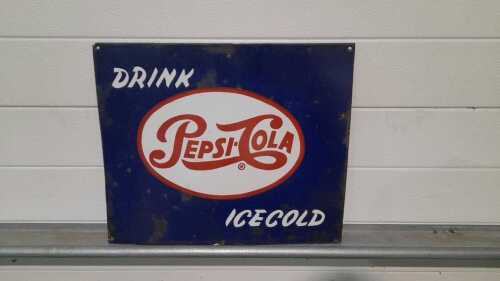 PEPSI COLA ENAMEL SIGN