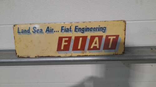 FIAT, LAND, SEA ENGINEERING ENAMEL SIGN