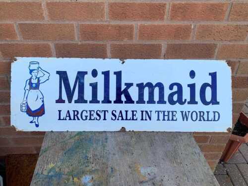 ENAMEL MILK MAID SIGN