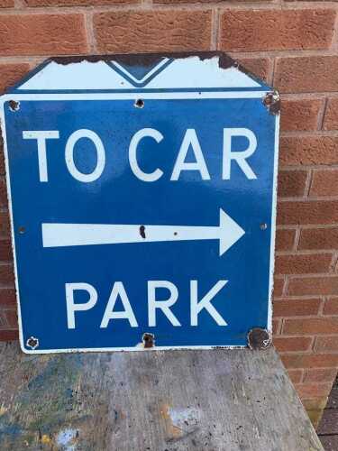 RAC ENAMEL SIGN TO THE CAR PARK