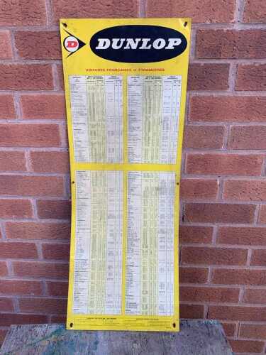 1960 DUNLOP TYRE PRESSURE SIGN