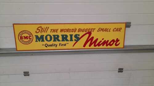 WOODEN HAND PAINTED MORRIS MINOR SIGN