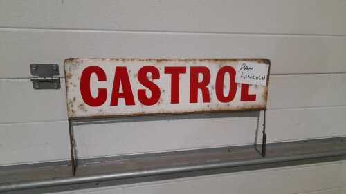 CASTROL SIGN WHITE AND RED DOUBLE SIDED