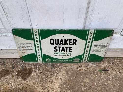 QUAKER STATE MOTOR OIL SIGN 9" X 19"