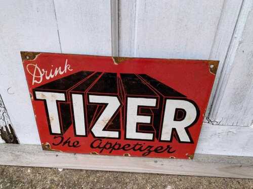 TIZER ENAMEL SIGN 9.5" X 14"