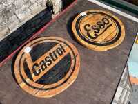 ESSO & CASTROL WOODEN ROUND SIGN