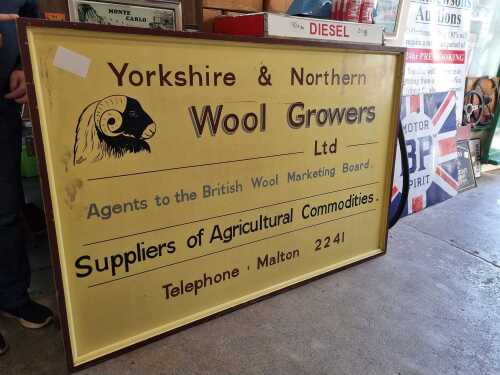 WOOL GROWERS YELLOW SIGN 6FT X 4FT