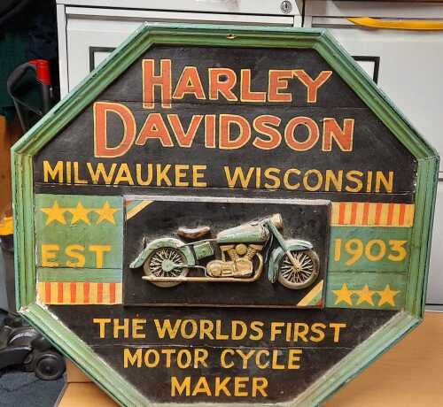 WOODEN 3D HARLEY DAVIDSON SIGN