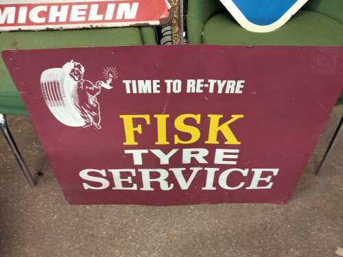 PAIR OF FISK TYRE PRESSURE SIGNS