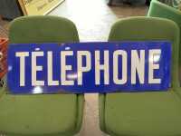 OLD BLUE ENAMEL TELEPHONE SIGN